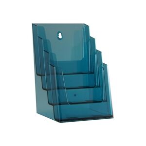 Quadruple porte-brochures – pour 4x A5 - Bleu/transparent – polystyrène – 25 cm – VKF Renzel