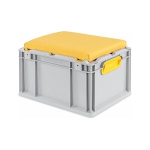 PROREGAL Bac Euro NextGen Seat Box Jaune   HxLxP 26,5x30x40cm, 20 litres   Poignées rouges fermées   coffre de Rangement, coffre Siège, empilable - Publicité