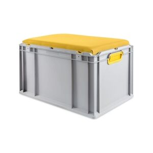 PROREGAL Bac Euro NextGen Seat Box Jaune   HxLxP 36,5x40x60cm, 65 litres   Poignées rouges fermées   coffre de Rangement, coffre Siège, empilable - Publicité