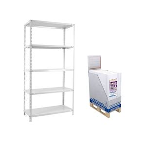 SimonRack Minipromobox de 10 unites de rayonnages metalliques avec vis Avantage 5 etageres blanc 1800x800x400 mm