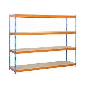 SimonRack Ecoforte Chipboard 4 plateaux de 400 kgs par plateau couleur BLEU/ORANGE/BOIS 2000x1200x450 mm (haut x largeur x profondeur)