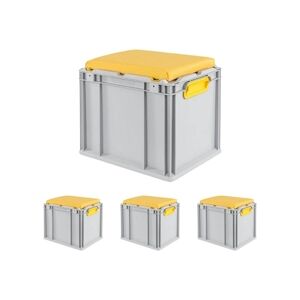 PROREGAL 4x Bac Euro NextGen Seat Box Jaune   HxLxP 36,5x30x40cm, 30L   Poignées rouges fermées   coffre de Rangement - Publicité