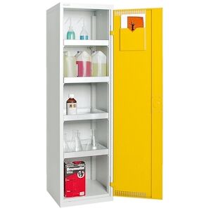 PROREGAL Environnement ventilé et tissu dangereux avec 1 porte, HxLxP 180x50x50cm, 4 bacs de récupération de 10L chacun, gris/jaune - Publicité