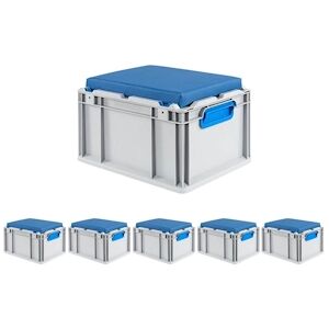 PROREGAL 6x Bac Euro NextGen Seat Box bleu   HxLxP 26,5x30x40cm, 20L   Poignées rouges fermées   coffre de Rangement - Publicité