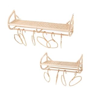 Set 2 vestiaires et cintres 100x25x30 -  Beige Rectangle Bambou Amadeus 100x25 cm - Publicité