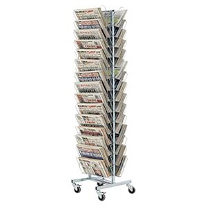 Edimeta Presentoir journaux 30 cases sur roulettes