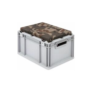 PROREGAL Bac Euro NextGen Seat Box Camouflage   HxLxP 26,5x30x40cm, 20 litres   Poignées rouges ouvertes   coffre de Rangement, coffre Siège - Publicité