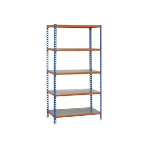 SimonRack Etagère métallique sans vis Simonclick 5 plateaux de 200 kgs par plateau couleur BLEU/ORANGE/GALVA 2000x1100x500 mm (haut x largeur x profondeur)