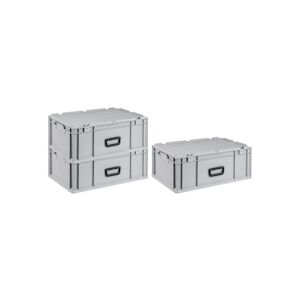 PROREGAL 3x Bac Euro NextGen Portable, HxLxP 23,5x40x60cm, 44 litres, Eurobox, boîte industrielle, boîtes de rangement, empilables