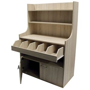 Ligne CHR caféteria meuble desserte haute - chianti oak l110xp59xh167 cm - Publicité