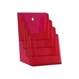 Quadruple porte-brochures – pour 4x A5 - Rouge/transparent – polystyrène – 25 cm – VKF Renzel