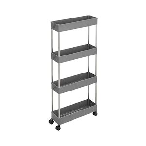 HELLOSHOP26 chariot de rangement mobile sur 4 niveaux étagère sur roulettes pour salle de bain cuisine petit espace 40 x 13 x 86 cm gris