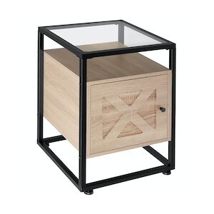 tectake Table de chevet Kidderminster 40x43x60,5cm - Bois clair industriel, Chêne Sonoma -404687