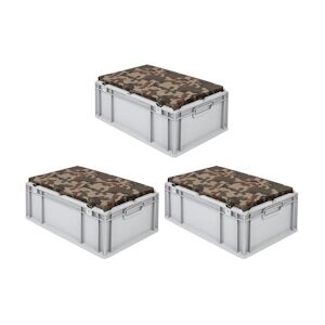 PROREGAL 3x Bac Euro NextGen Seat Box Camouflage   HxLxP 26,5x40x60cm, 44L   Poignées rouges fermées   coffre de Rangement - Publicité