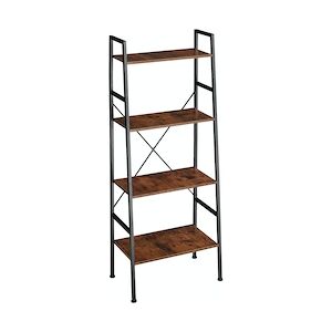 tectake Etagère échelle LIVERPOOL style industriel 61,5 x 36,5 x 150 cm - Bois foncé industriel, rustique -404148