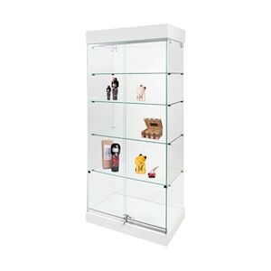 Edimeta Vitrine armoire H 180 X L 80 cm socle toit blanc 2 spots Blanc Mat