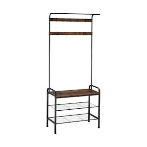 tectake Portemanteau - 73,5x36x184cm, Bois foncé industriel, rustique -404533