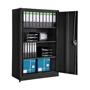 tectake Armoire métallique à dossiers 4 niveaux 140x90x40cm - noir -402937