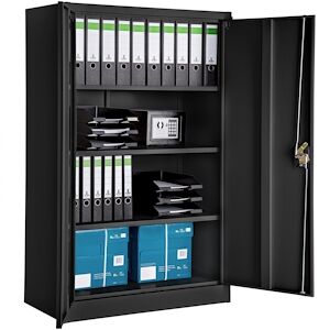 tectake Armoire métallique à dossiers 4 niveaux 140x90x40cm - noir -402937 - Publicité