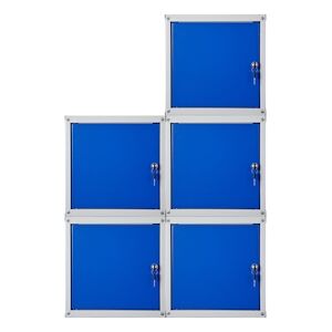 PROREGAL MegaDeal 5x Casier métallique verouillable CUBIC, HxLxP 35x35x35cm, Gris/Bleu, Armoire à casier cube, consigne polyvalente, vestiaire - Publicité