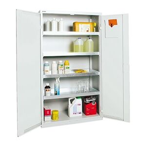 PROREGAL Environnement ventilé et armoire en tissu dangereuse avec 2 portes HxLxP 180x100x50cm, 4 bacs de récupération de 22L chacun, gris/gris - Publicité