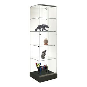 Edimeta Vitrine armoire H 180 x L 52 cm socle toit verre Noir mat