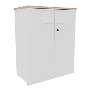 JPG Armoire mi-haute NF Environnement portes battantes H.104 cm x L.80 cm - Chene Nebraska