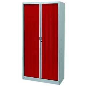 Armoire à rideaux métal Classtout Color - H.180 x L.90 cm - Corps Aluminium - Rideaux Rouge