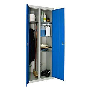 JPG Armoire vestiaire d'entretien monobloc metallique double, portes bleues
