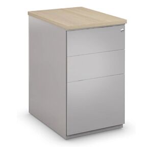 JPG Caisson hauteur bureau metal NF Environnement Aluminium top Chene, H.72 x L. 42 x P. 60 cm