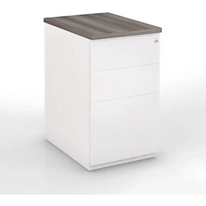 JPG Caisson hauteur bureau metal NF Environnement Blanc top Cedre, H.72 x L. 42 x P. 80 cm