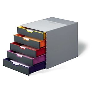 Durable Module de classement Varicolor 5 tiroirs - Gris / liserés multicolores - Publicité