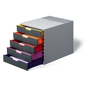 Durable  Module de classement Varicolor 5 tiroirs - Gris / liserés multicolores - Publicité