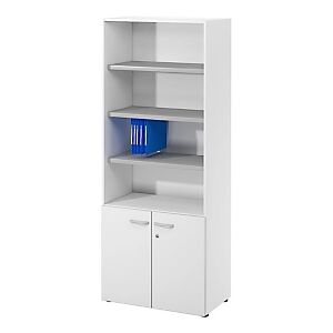 JPG Meuble haut NF Environnement portes basses - H.202 x L. 80 x P. 48 cm - Blanc - Portes basses Blanc