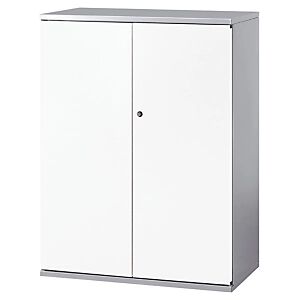 JPG PIERRE HENRY Armoire métal Starting, portes battantes - H. 105  x  L. 80 cm - Corps Alu - Portes Blanches - Publicité