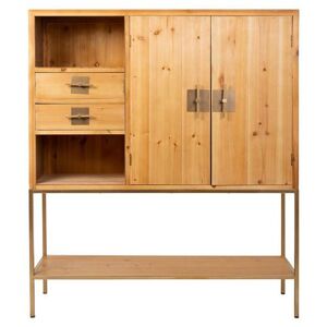 Non communiqué Buffet, meuble de rangement en bois et métal avec 2 tiroirs et 2 portes coloris naturel - Longueur 120 x Profondeur 37,5 x Hauteur 139,5 cm - PEGANE - Bois - Publicité