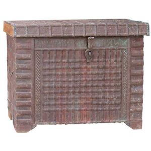 Non communiqué Malle, coffre de rangement rectangulaire en bois et métal coloris marron - Longueur 105 x Profondeur 43 x Hauteur 90 cm - PEGANE - Marron - Publicité