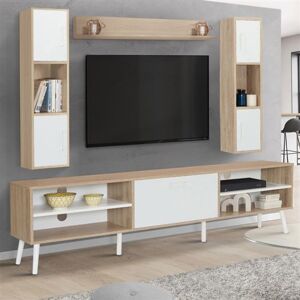 Non communiqué Ensemble meuble TV 180 cm et étagères HOUSTON bois et blanc Bois - Publicité