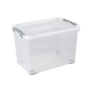 Allibert CURVER HANDY PLUS 65L CLIPS GRIS + ROUES, Rangement, Transparent, 60 x 40 x 38,8 cm Neutre - Publicité