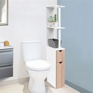 ProBache Meuble WC étagère bois WILLY 2 portes blanc et hêtre Bois - Publicité