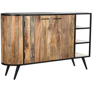 Non communiqué Commode Meuble de rangement en métal noir et bois de manguier coloris marron - Longueur 145 x Hauteur 90 x Profondeur 40 cm - marque PEGANE Noir - Publicité