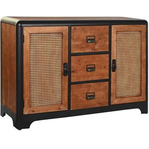 Non communiqué Commode, meuble de rangement en bois de sapin naturel et métal noir - Longueur 120 x Profondeur 40 x hauteur 79 cm -PEGANE- Bois - Publicité