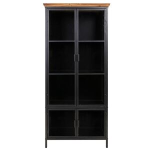 Non communiqué Vitrine, meuble de rangement avec 2 portes en bois naturel et métal noir - Longueur 74 x Profondeur 37,5 x Hauteur 164 cm - PEGANE - Noir - Publicité