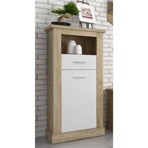 Non communiqué Buffet haut, meuble de rangement coloris Chene cambrian, blanc - Longueur 66 x Profondeur 36,60 x Hauteur 135 cm -PEGANE- Blanc - Publicité