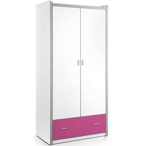 Paris Prix Armoire 2 portes 1 tiroir bois blanc et fuchsia Bonny Rose - Publicité