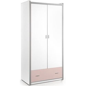 Paris Prix Armoire 2 portes 1 tiroir bois blanc et rose Bonny Rose - Publicité