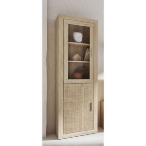 Non communiqué Vitrine, meuble de rangement coloris chene cambrian, effet textile - Longueur 60 x profondeur 34,60 x hauteur 193 cm -PEGANE- Bois - Publicité