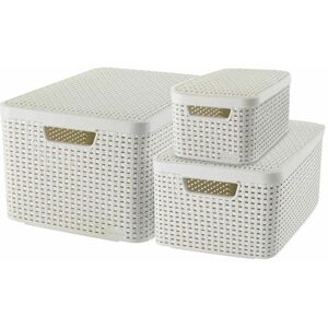 Curver Panier de rangement Style et couvercle 3 pcs Blanc 240652 Blanc - Publicité