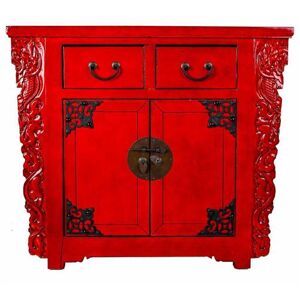 Non communiqué Buffet, meuble de rangement en bois avec 2 portes et 2 tiroirs coloris rouge - Longueur 101 x Profondeur 50 x Hauteur 88 cm - PEGANE - Rouge - Publicité