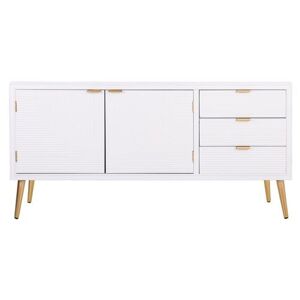 Non communiqué Buffet, meuble de rangement en bois avec 3 tiroirs et 2 portes coloris blanc - Longueur 145 x Profondeur 42 x Hauteur 71,5 cm - PEGANE - Blanc - Publicité